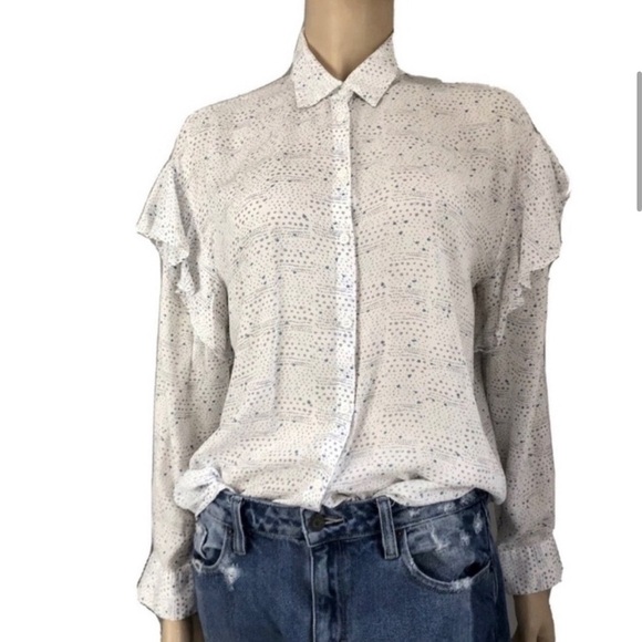 TWO BY VINCE CAMUTO White Ruffled High-Low Button Down Shirt - Picture 5 of 14